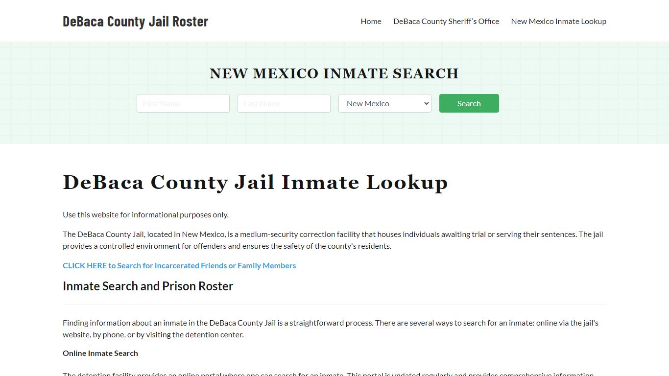 DeBaca County Jail Roster Lookup, NM, Inmate Search