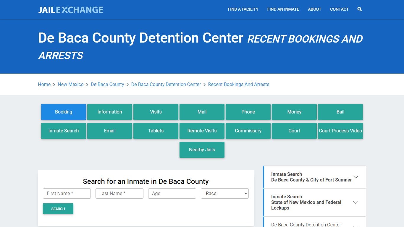 De Baca County Detention Center Recent Bookings And Arrests - Jail Exchange